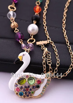 Mode-Nye Elegante Smykker, Krystal Farverige Swan Halskæde