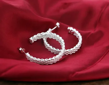 Mode personlighed mesh øreringe. sølv ring, øreringe til kvinder. Massiv 925 sølv smykker pige smykker. Julegave