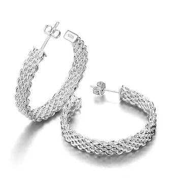 Mode personlighed mesh øreringe. sølv ring, øreringe til kvinder. Massiv 925 sølv smykker pige smykker. Julegave