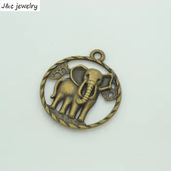 Mode Salg 32*28 mm 8 stk/masse Zink Legering Antik Bronze Forgyldt Elefant Charms Vedhæng Metal Smykker Resultater Passer DIY 3469B