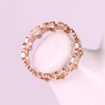 Mode Smykker Ring Hot Sælger Stilarter Pentagram ring Hule ud Plating Rosa Guld ring Titanium Stål Hale Kvinde Ring Ikke Falme