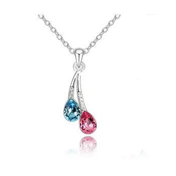 Mode smykker Østrigske krystal farve vanddråber spækket kort kravebenet halskæde kvinder 302