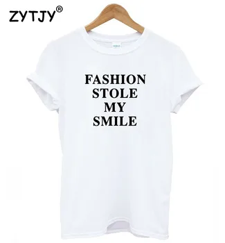 MODE STJAL MIT SMIL Breve Udskrive Kvinder T-shirt Afslappet Bomuld Hipster t-shirts Til Dame Sjove Top Tee Drop Skib SB-5