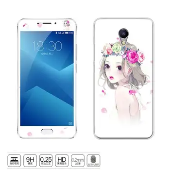 Mode Tegnefilm Kitty Sy Eiffeltårnet Flower soft tpu silicon cover til Meizu M5 Bemærk Meilan Note 5 Med Hærdet Glas
