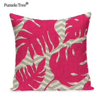 Mode Tropiske Grønne Pink Blad Flamingo Blomster Star Wings Dekorative Sofa Pude Hjem Dekorative Puder Almofadas Q0153