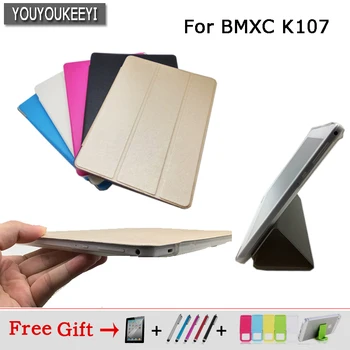 Mode Ultra tynd 3 fold Folio PU står dække sagen For BMXC K107 10.1 tommer Octa Core 4G tablet, 5-farve for at vælge+ 3 gave