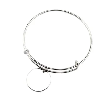 Mode Zink Legering Disc Charm Justerbar Wire Armbånd Enkel DIY Kabel Udvides Ledninger Bangle Armbånd Kvinder Barnet Smykker