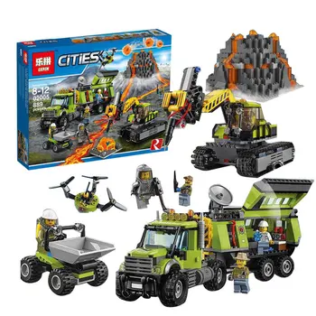 Model kits kompatibel med lego city 60124 Operations Center Lastbil med Gravemaskine, Dumper 3D model mursten bygning legetøj 889pcs