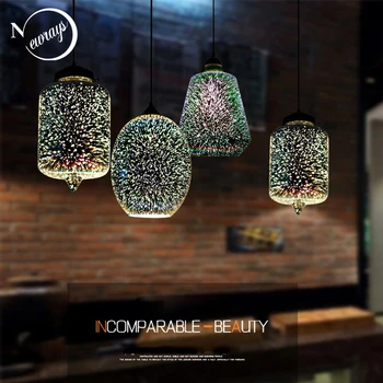 Moderne 3D farverige romantisk stjernehimmel hængende skygge Glas Pendel Lys-Armatur E27 til soveværelse Restaurant stue