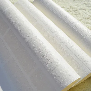 Moderne 3D Mursten Off-White Skum Tyk Præget Vinyl vægbeklædning Wall Paper Roll Baggrund Væggen Stue, Soveværelse Tapet