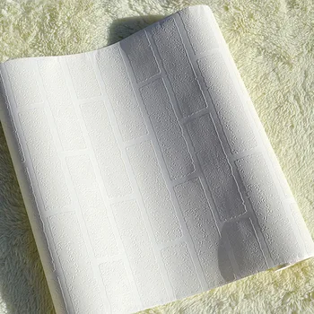 Moderne 3D Mursten Off-White Skum Tyk Præget Vinyl vægbeklædning Wall Paper Roll Baggrund Væggen Stue, Soveværelse Tapet
