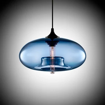 Moderne Art deco-Hængende farverige glas e27 / e26 Pendel Lampe med led-Lys ledningen til restaurant stue Køkken bar, cafe