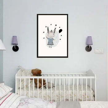 Moderne Kawaii Dyr Bear Kanin Lærred, Plakat Print Tegnefilm Børnehave Væg Kunst Billedet Kids Baby Room Decor Lærred Maleri