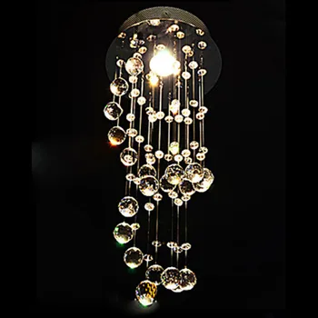Moderne Krystal Lysekrone led Loft Lampe Køkken Inventar Stue avize Lang Spiral Lampe Hjem Belysning Lys