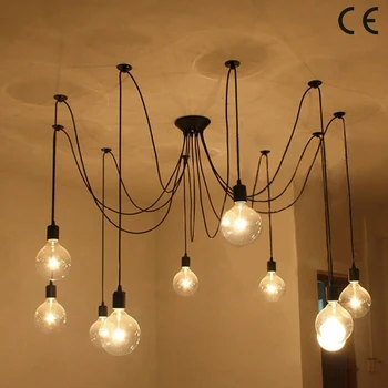 Moderne kæmpe Edderkop Industrielle sort vintage pendel Lampe Loft led 14 Lys E27 pendel lys til stuen bar restauranter