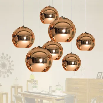 Moderne LED Krom Guld, Kobber, Glas Globe Rund Kugle Vedhæng Lys Hængende Belysning til Spisestue Hanglamp Lampe