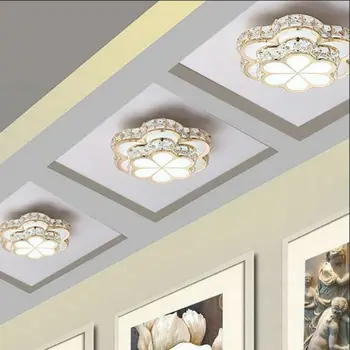 Moderne Led Loft Lys Gylden Krystal Abajour Korridor Lamper Glans Blomst Plafonnier Luminaria Iluminacion Soveværelse lampe