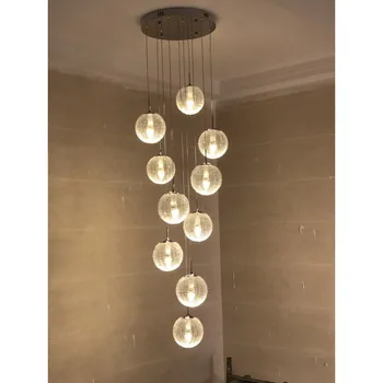 Moderne Lysekroner Globe Glas Loft Lampe med 10 Bolde LED lampe luminaria avize Glans Trappe Lang Belysning i Hjemmet