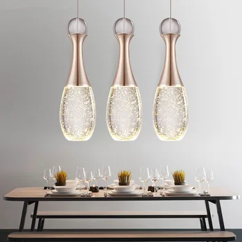 Moderne minimalistisk led boble Champagne Guld krystal vedhæng lys varm romantik soveværelse, spisestue, tre bar hænge lampe 110-240V