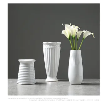 Moderne Mode Hvid Keramik Flower Vase Hjem Dekoration Bordplade Vase Europa Style hvid Keramik Vase Bryllup Deco Cramic Vase