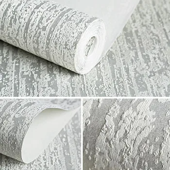 Moderne Naturlig Fiber Solid Farve Tapet Roll Tekstur 3D Prægede Diatom Ikke-vævet Tapet til stuen Soveværelse Vægge