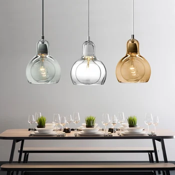 Moderne Pendel Til Køkken, Stor Pære Lampe skygge Globe Glas Pendel Cafe Hjem lysarmaturer Bar Hængende Lampe