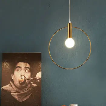 Moderne Pendel Til Lobbyen, spisesal enkelt ring Kunst belysning Antik Guld suspension Pendel Lampe E14 lys