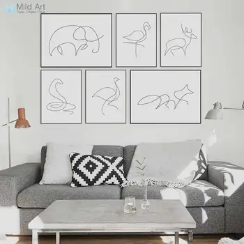 Moderne Picasso Minimalistisk Dyr Form Lærred A4-Art Prints Plakat Abstrakt Hjort, Hest Væggen Billede Med Hjem Indretning Maleri Uden Ramme
