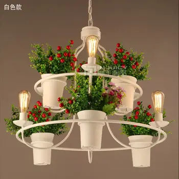 Moderne Smedejern Potteplanter Blomster Edison Lamp Chandelier Vedhæng Hængende Lygter Hjem, En Café, En Bar Butik Club Korridor Indretning