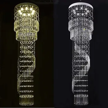 Moderne Stor Krystal Lysekrone til Hotel Gangen Havepasning Lang Trappe Lys led Hængende i Loftet Lmap Stue Lampe