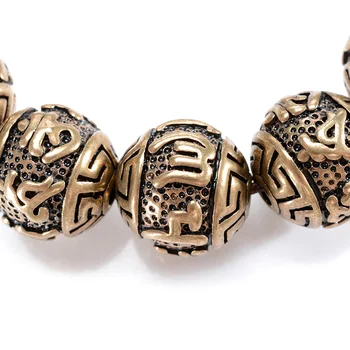 MOFRGO Vintage Metal Perle Armbånd Mænd Kobber Skåret Sanskrit Om Bøn Tibetanske Mala Meditation Armbånd Til Kvinder Smykker Gave