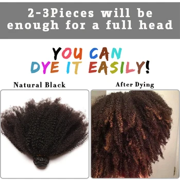 Mongolsk Afro Kinky Curly Hair Extension Væve menneskehår Bundter 1stk Naturlige Farve Remy Hår, Kan Du