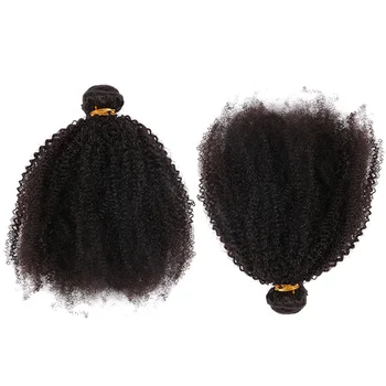 Mongolsk Afro Kinky Curly Hair Extension Væve menneskehår Bundter 1stk Naturlige Farve Remy Hår, Kan Du