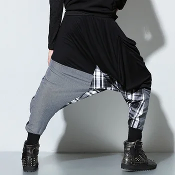 Moomphya hip hop dans Baggy jogger plaid patchwork bukser elastisk talje mode flerlaget draperet street wear bukser Danser
