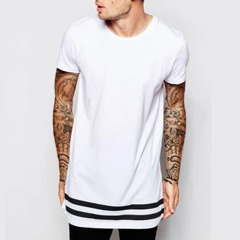 Moomphya Streetwear til Mænd t-shirt udvidet langline hipster t-shirt mænd stripes t-shirt til Mænd med Lang Line T-shirt med Stribet Hem