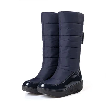 MoonMeek Plus size 35-44 fashion kvinder støvler Holde varm og behagelig vinter sne støvler Vandtæt Ned damer mid læggen støvler