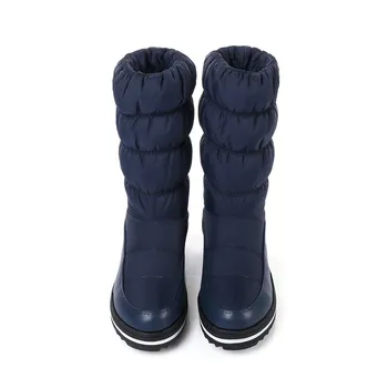 MoonMeek vinter nye kvinder støvler, platform Ned vandtæt, Hold varm damer sne støvler sort blå rød mid læggen støvler plus størrelse
