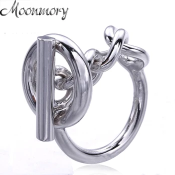 Moonmory 925 Sterling Sølv Tov, Kæde Ring Med Bøjle Lås For Kvinder Franske Populære Lås Ring Sterling Sølv Smykker At Gøre