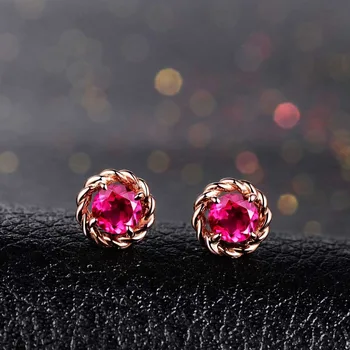 MOONROCY Blomst, Rose Guld Farve Cubic Zirconia Rose Red Crystal Øreringe Til Kvinder Pige Gave Drop Shipping Smykker Engros