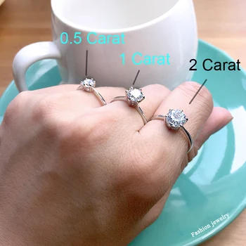 MOONROCY Gratis Fragt Cubic Zirconia Smykker Sølv Farve Engagement Bryllup Østrigske Krystal Løfte Ringe Gave til Kvinder
