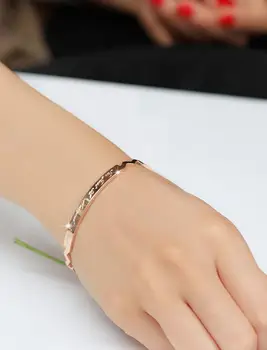 MOONROCY Gratis Fragt openging Østrigske Krystal Åbne Armbånd Mode Smykker ord Rosa guld farve armbånd Armbånd til kvinder