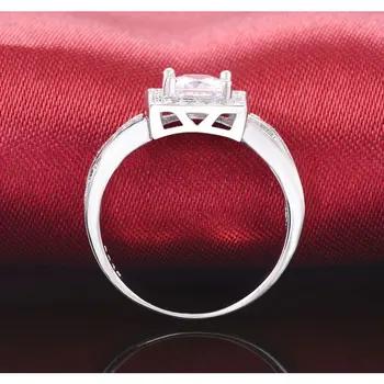 Moonso 925 solid Sterling Sølv Ringe Prinsesse Cut Engagement bryllup vintage Ringe Til Kvinder Snoet finger engros R753