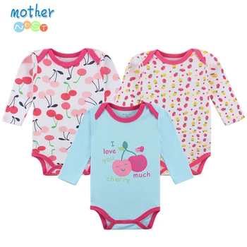 Mor Nest 3 Pc ' er/masse Baby Bodyer Piger Spædbarn Buksedragt med Lange Ærmer lille Barn Undertøj Næste Baby Tøj, Pyjamas