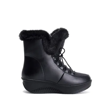 MORAZORA 2018 nye Rusland vinter sne støvler, tykke pels indeni platform sko kvinde kiler hæl kvinder ankel støvler kvinder sko