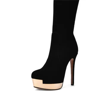 MORAZORA Flok solid lynlås knæhøje støvler i efterår og vinter platform støvler kvinder høje hæle sko kvinde mode elegant