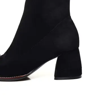MORAZORA Nye ankommer ruskind læder låret høje støvler for kvinder efteråret strække sig over knæet støvler black fashion sko kvinde