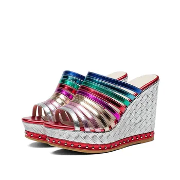 MORAZORA Sommer sko top kvalitet kiler spuer hæle sko kvinde sandaler fashion inde i svinelæder læder sko platform