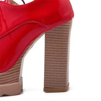 MORAZORA Spuer hæle sko kvinde mode elegant party sko kvinder PU patent læder pumper platform sko lace-up