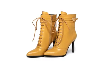 MORAZORA Stor størrelse 34-43 ankel støvler foråret efteråret ægte læder sko kvinde tynd hæle støvler kvindelige zip solid mode