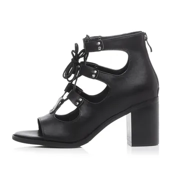MORAZORA Top kvalitet i ægte læder sko og lynlås, sort høj-pladsen hæle sko open-tåede kvinder sandaler sommer sko party